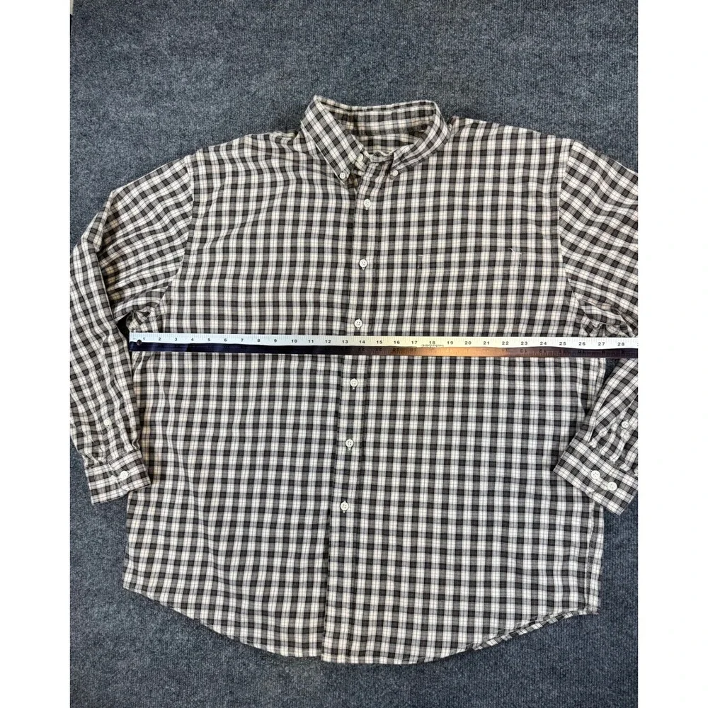 Eddie Bauer Mens XL Plaid Button Down Shirt Brown Tan Long Sleeve‎ 100% Cotton